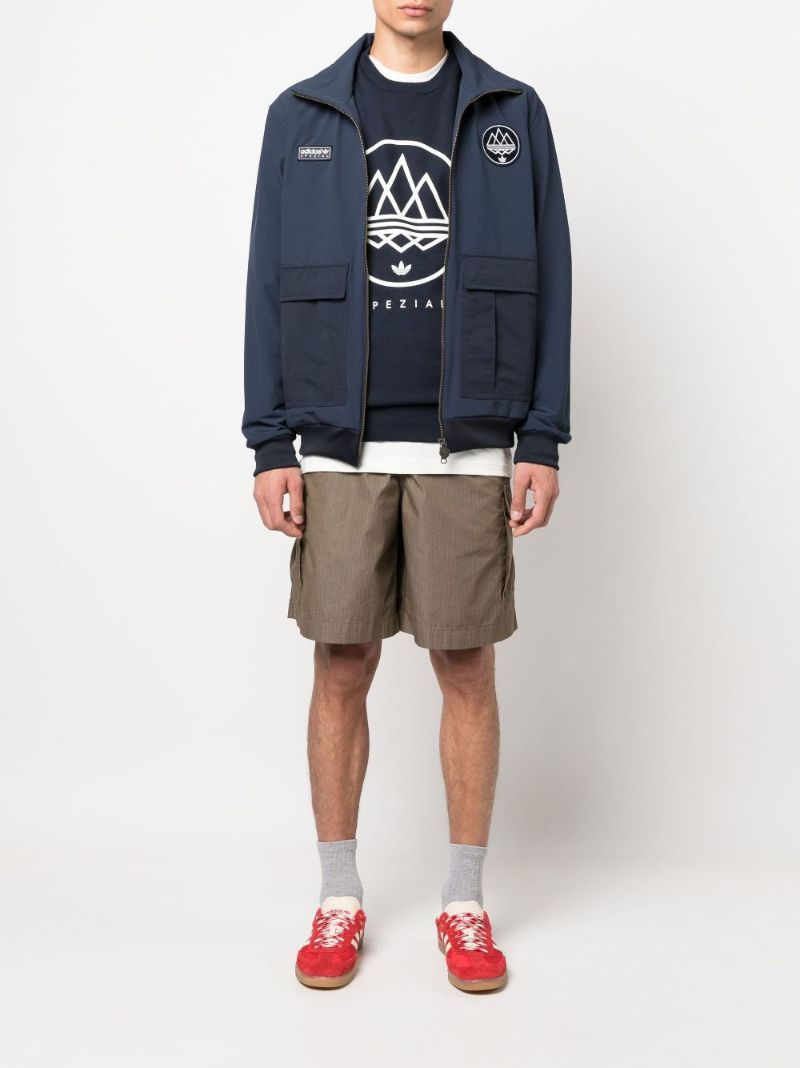 Blue Spezial Mod Trefoil Print Cotton Sweatshirt