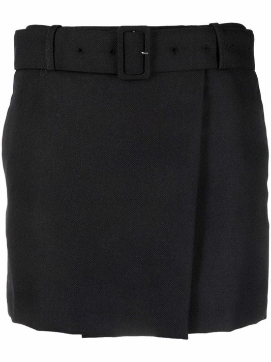 Black Wool Mini Skirt