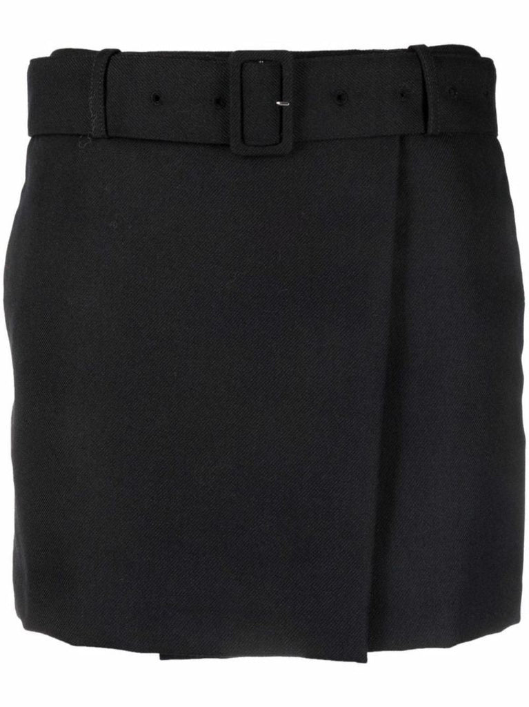 Black Wool Mini Skirt