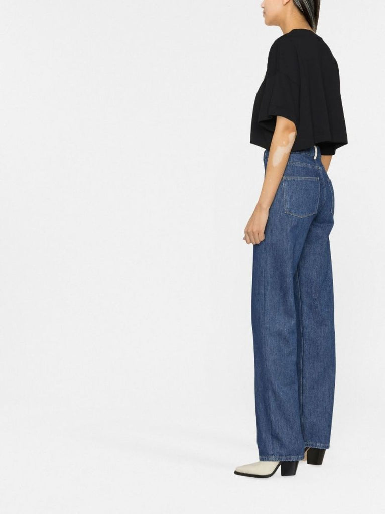 Black Cropped Logo Organic Cotton T-shirt