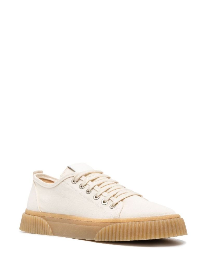 White Logo Canvas Low-top Sneakers