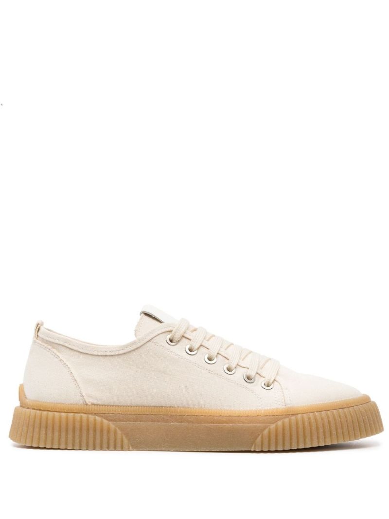 White Logo Canvas Low-top Sneakers