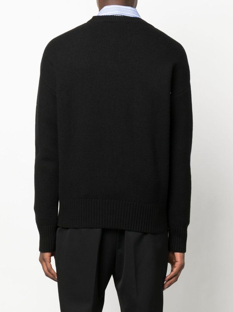 Black Ami De Coeur Intarsia Wool Sweater