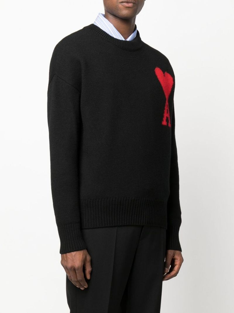Black Ami De Coeur Intarsia Wool Sweater