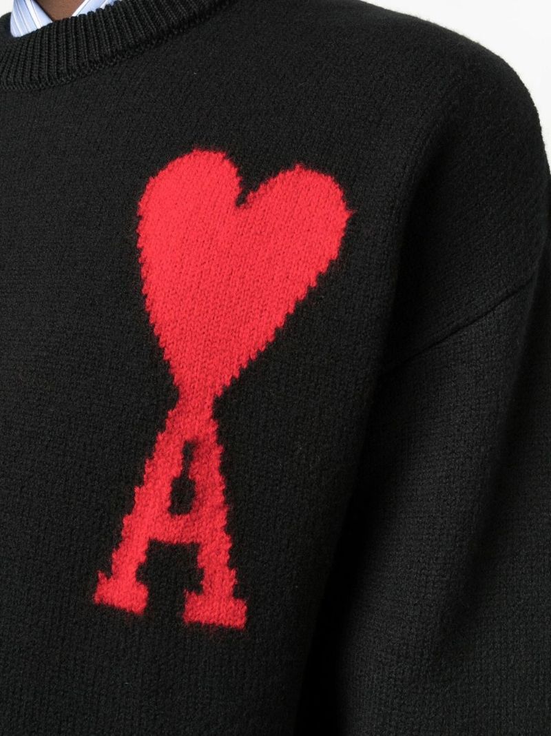 Black Ami De Coeur Intarsia Wool Sweater