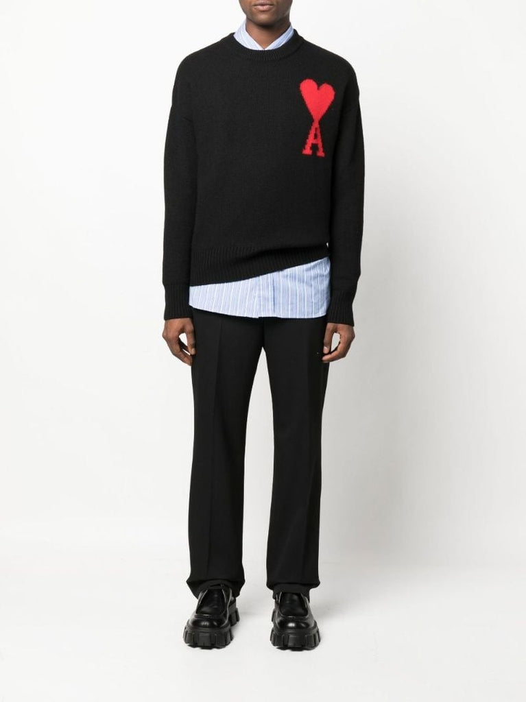 Black Ami De Coeur Intarsia Wool Sweater