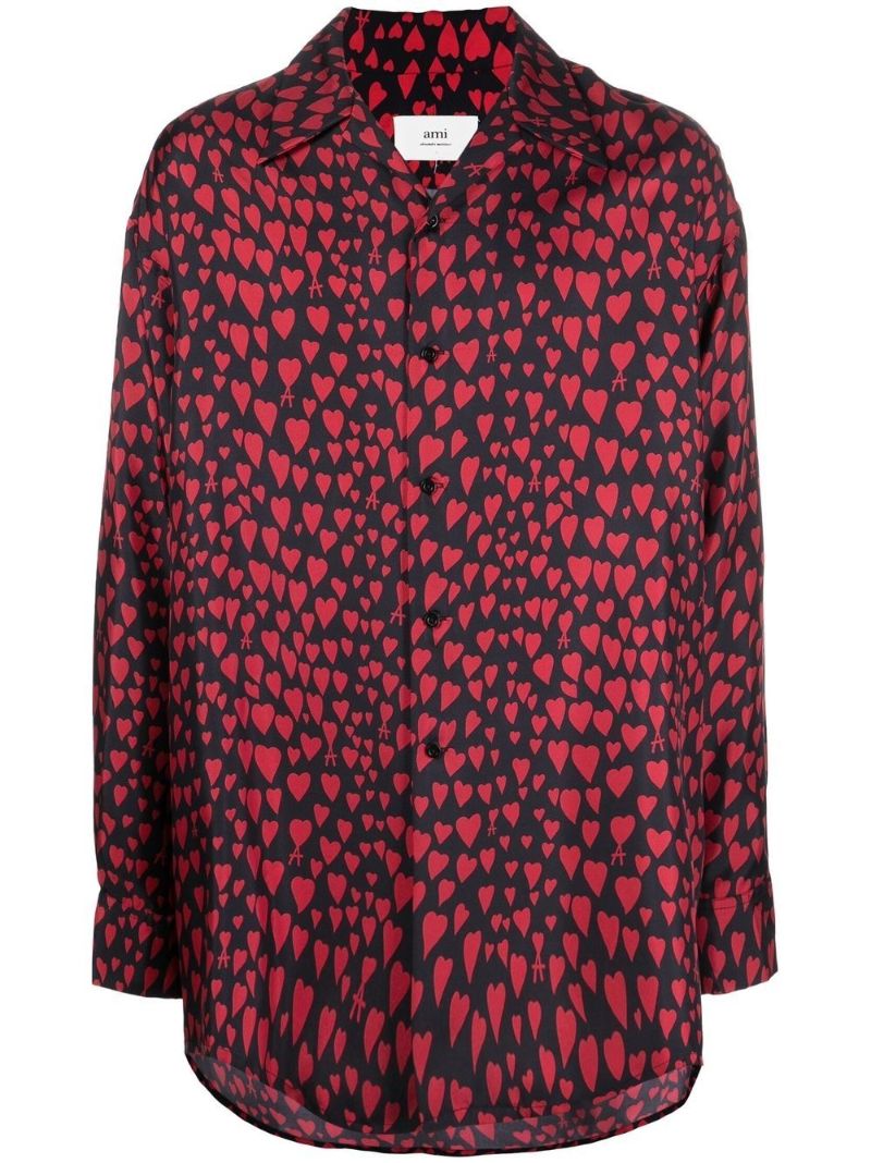 Black Heart Pattern Button-up Shirt