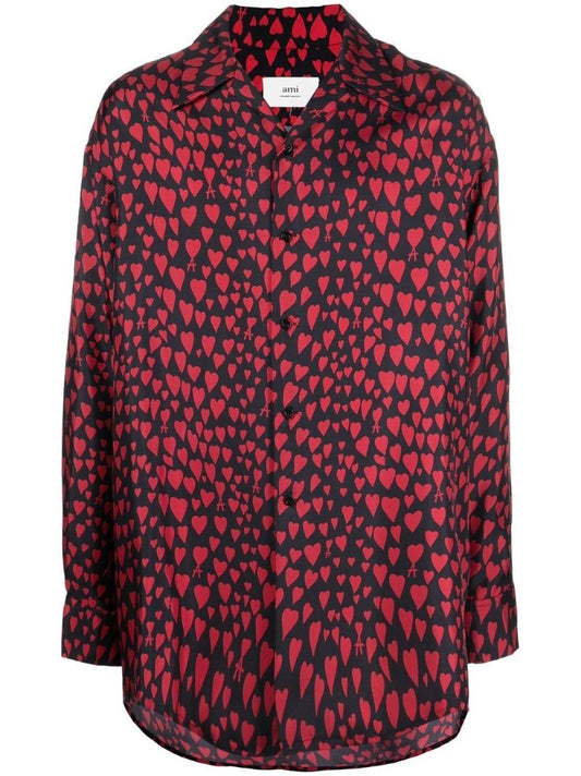 Black Heart Pattern Button-up Shirt