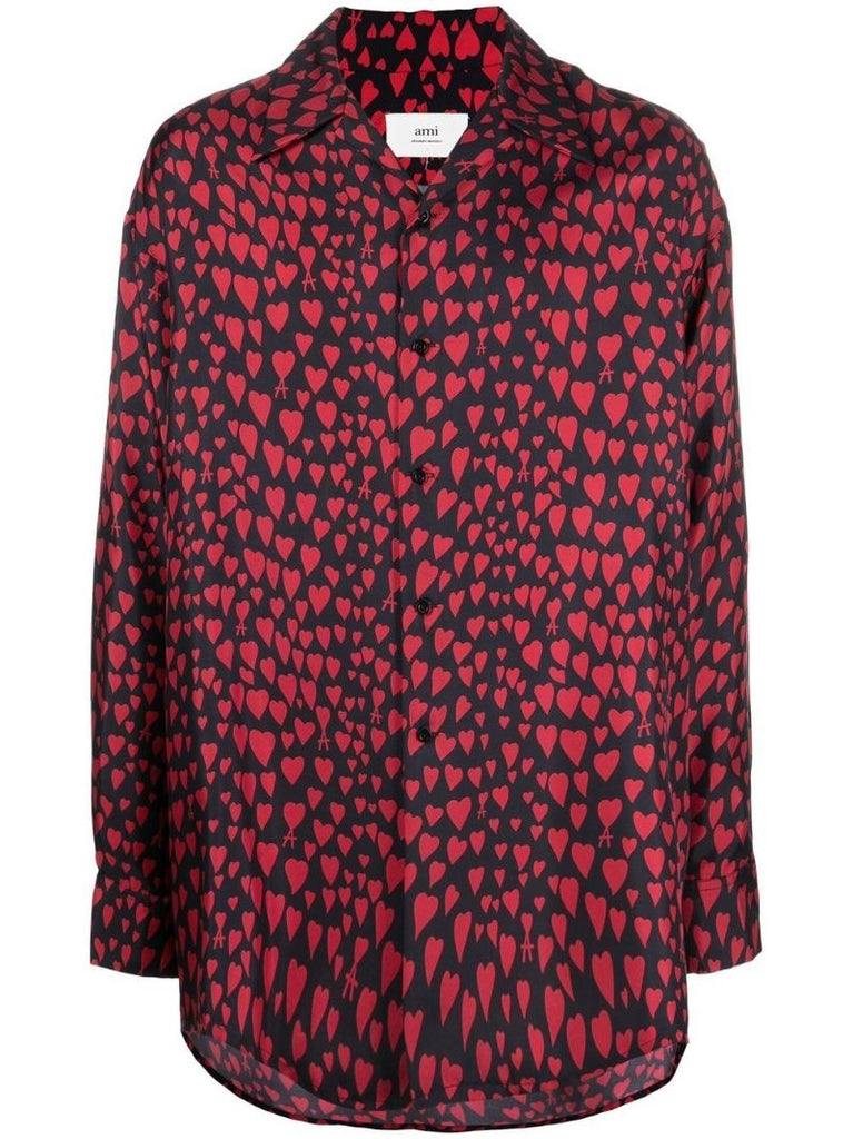 Black Heart Pattern Button-up Shirt