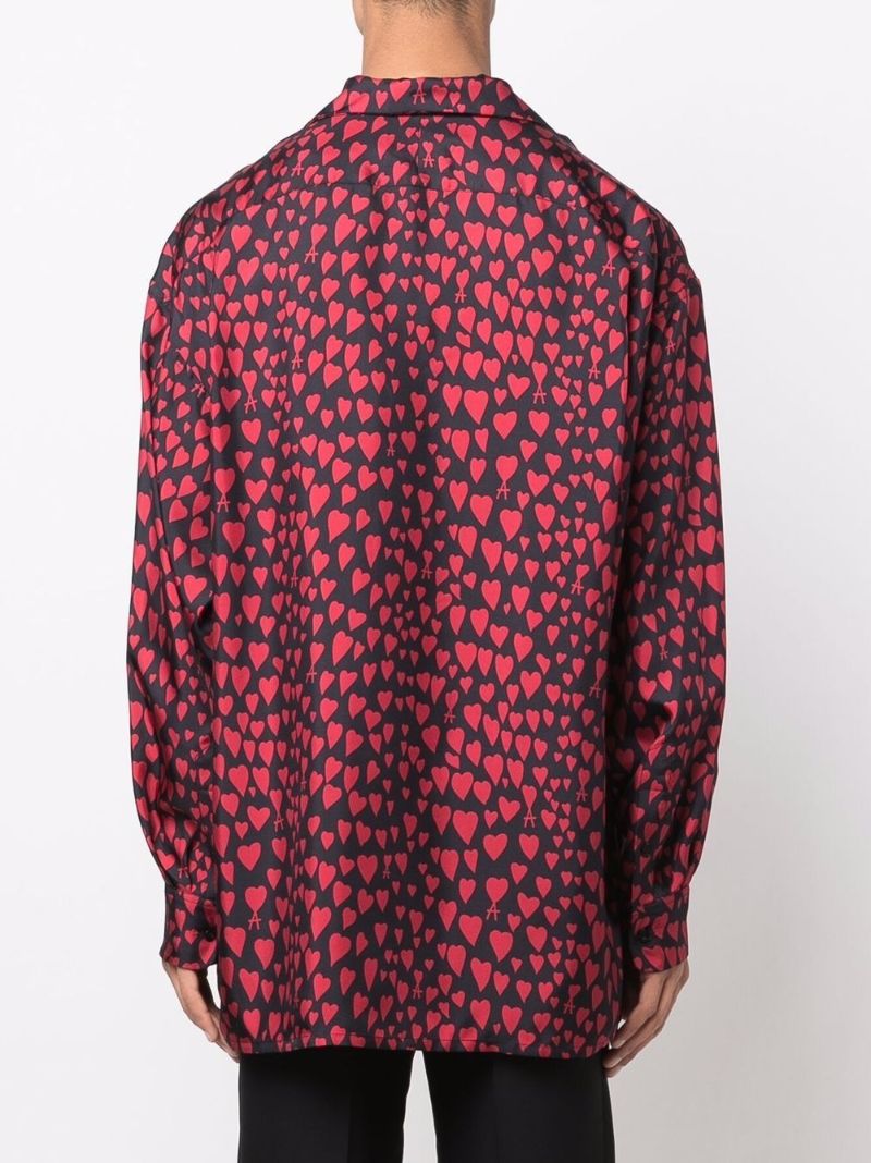 Black Heart Pattern Button-up Shirt