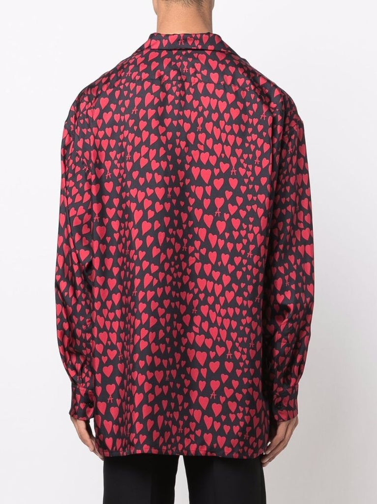 Black Heart Pattern Button-up Shirt