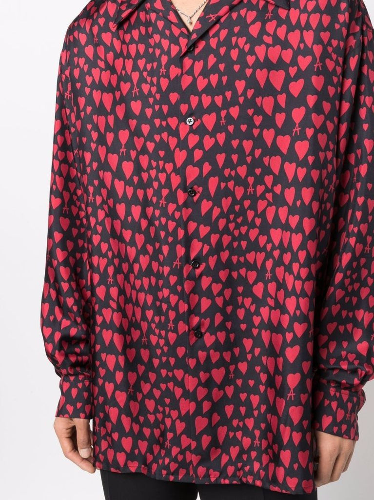 Black Heart Pattern Button-up Shirt