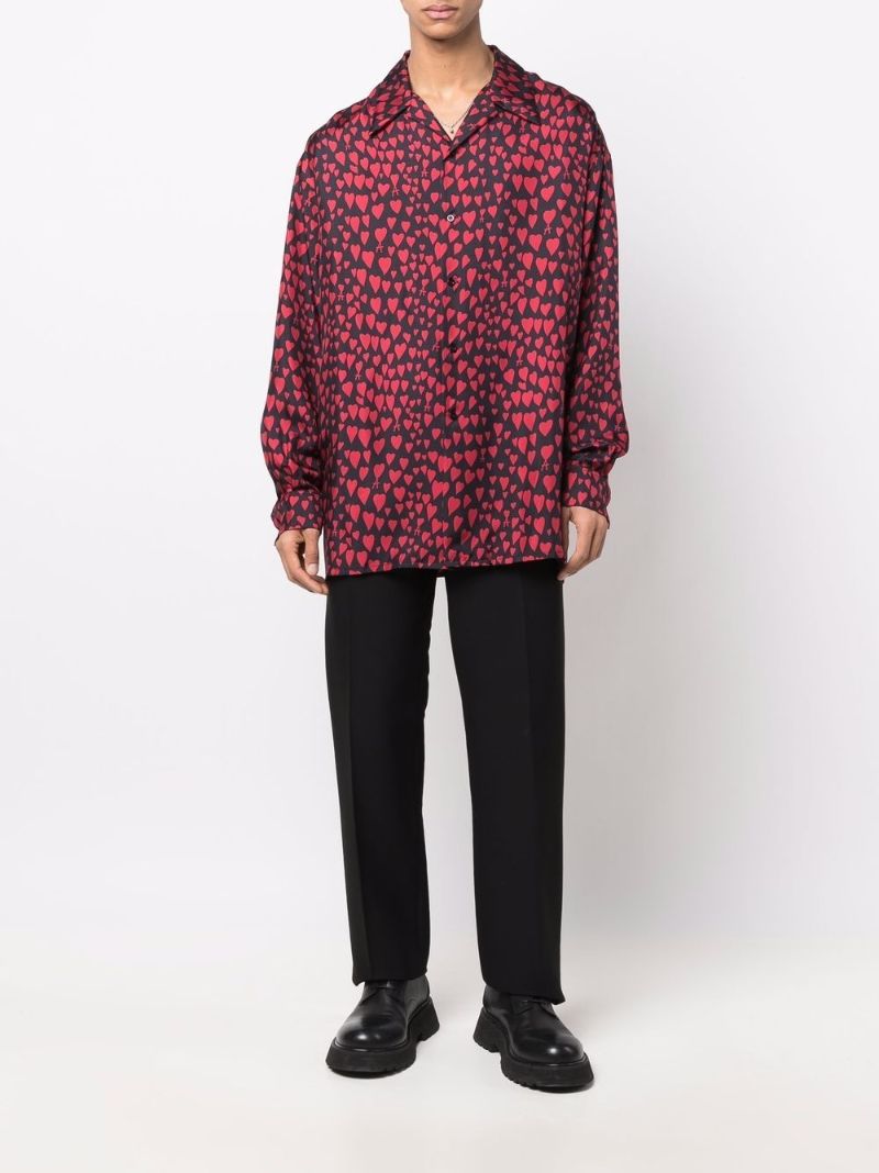 Black Heart Pattern Button-up Shirt