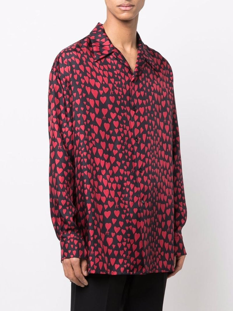 Black Heart Pattern Button-up Shirt