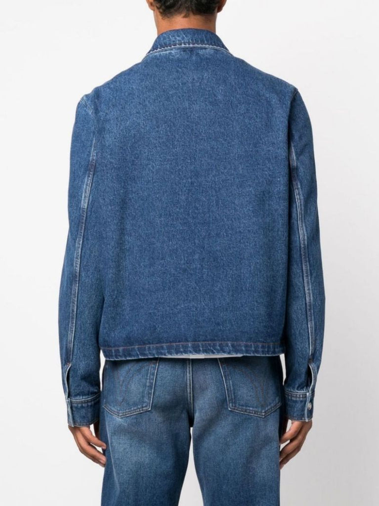 Ami Chst Lg Dnm Jkt Blu