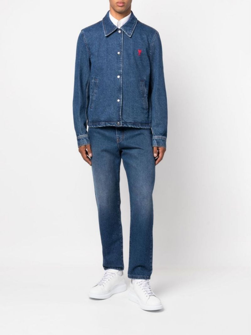Ami Chst Lg Dnm Jkt Blu