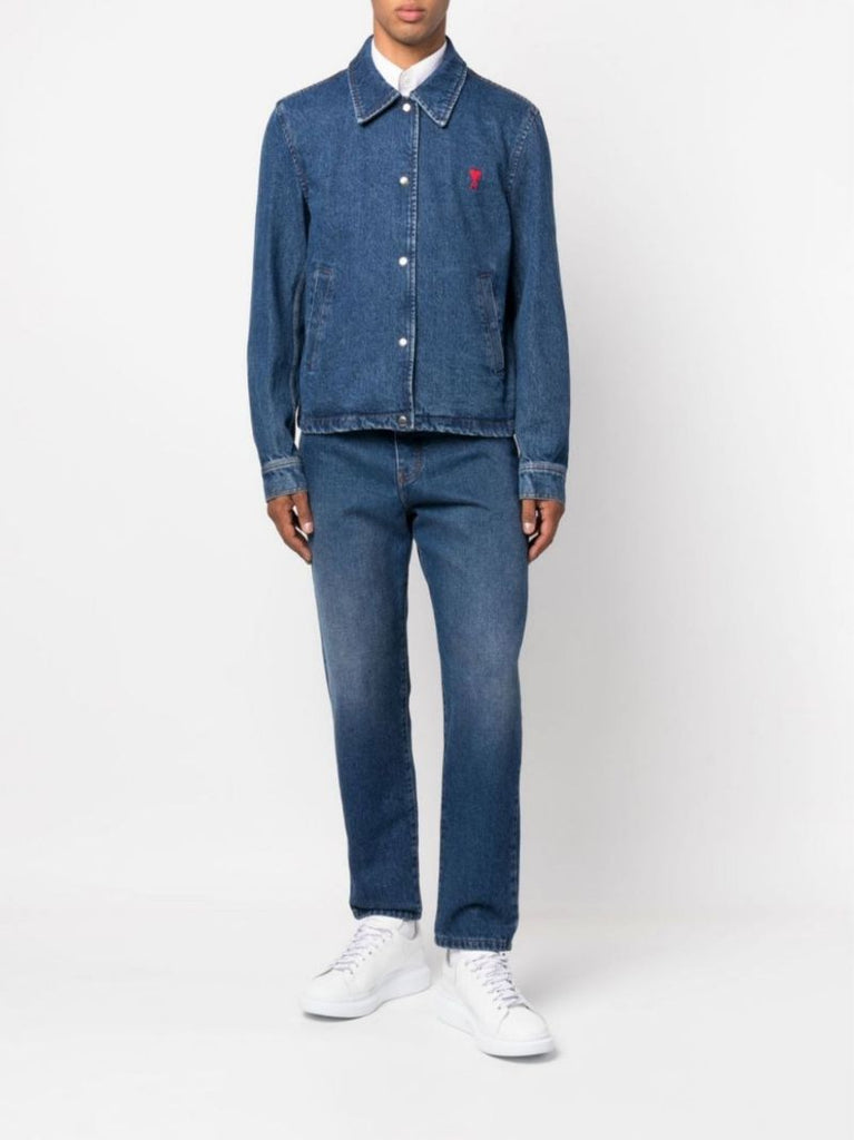 Ami Chst Lg Dnm Jkt Blu