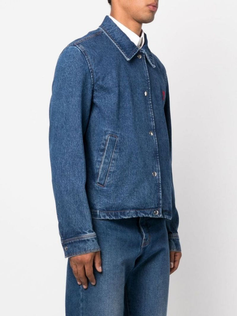 Ami Chst Lg Dnm Jkt Blu