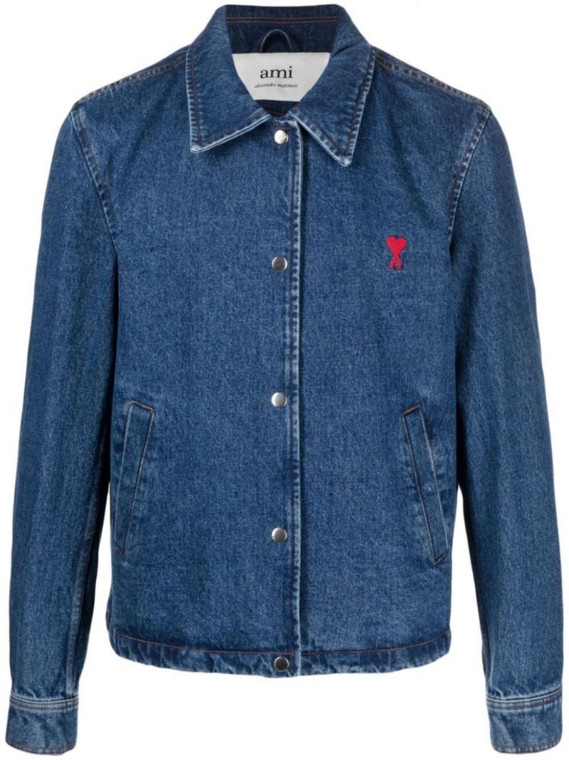 Ami Chst Lg Dnm Jkt Blu