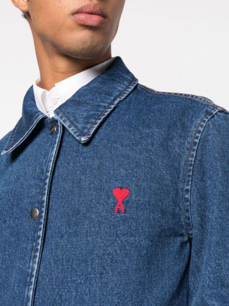 Ami Chst Lg Dnm Jkt Blu