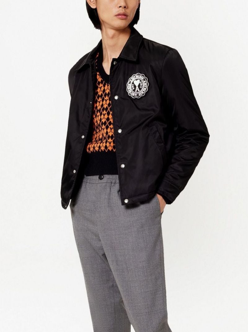 Black Logo Patch Coach Jacket