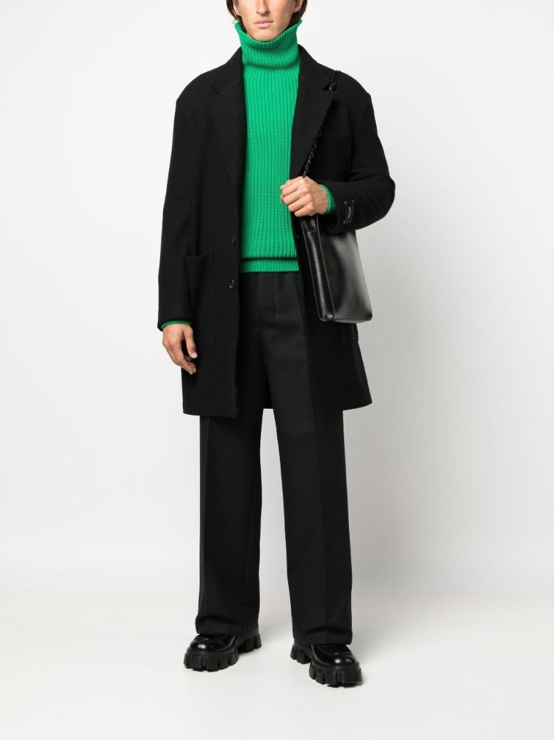 Black Virgin-wool Wide-leg Trousers