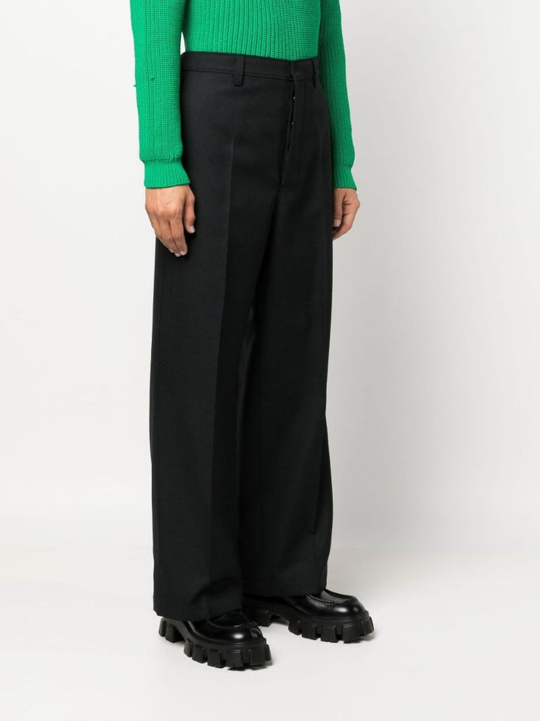 Black Virgin-wool Wide-leg Trousers