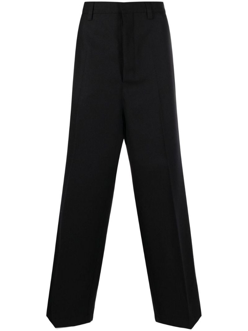 Black Virgin-wool Wide-leg Trousers