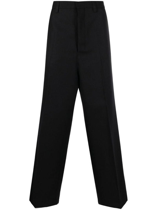 Black Virgin-wool Wide-leg Trousers