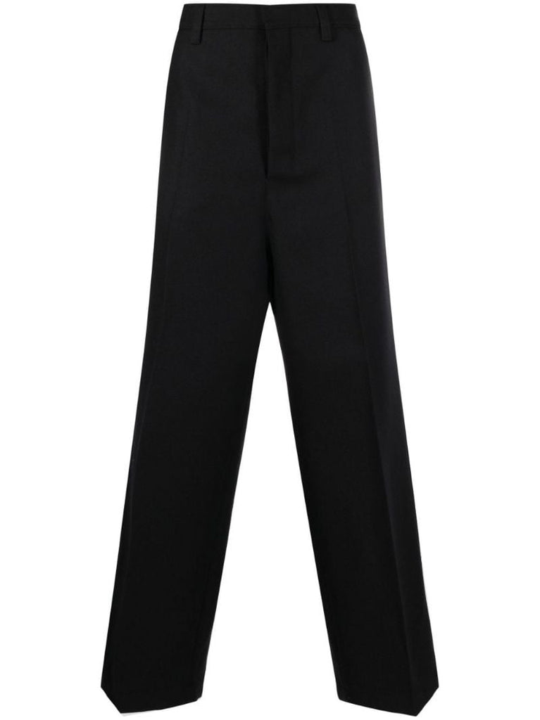 Black Virgin-wool Wide-leg Trousers