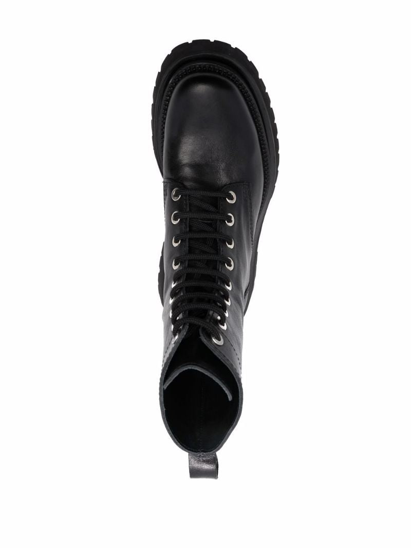 Black Lace-up Leather Boots
