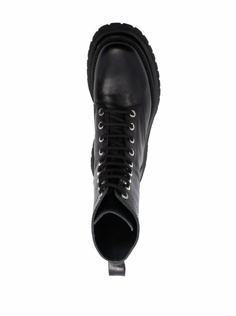 Black Lace-up Leather Boots