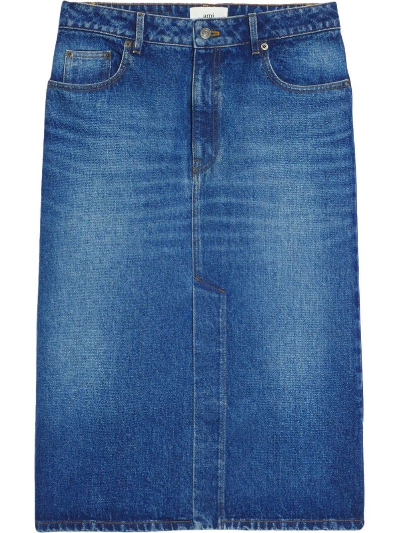Blue Denim Midi Skirt