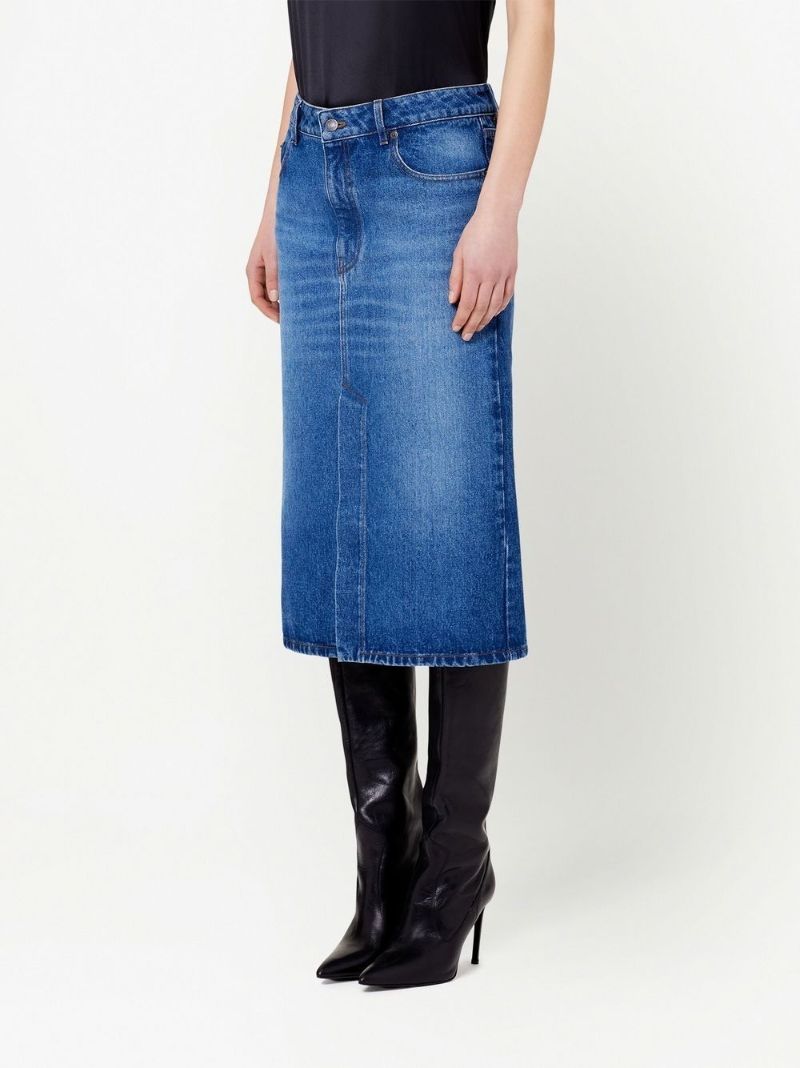 Blue Denim Midi Skirt