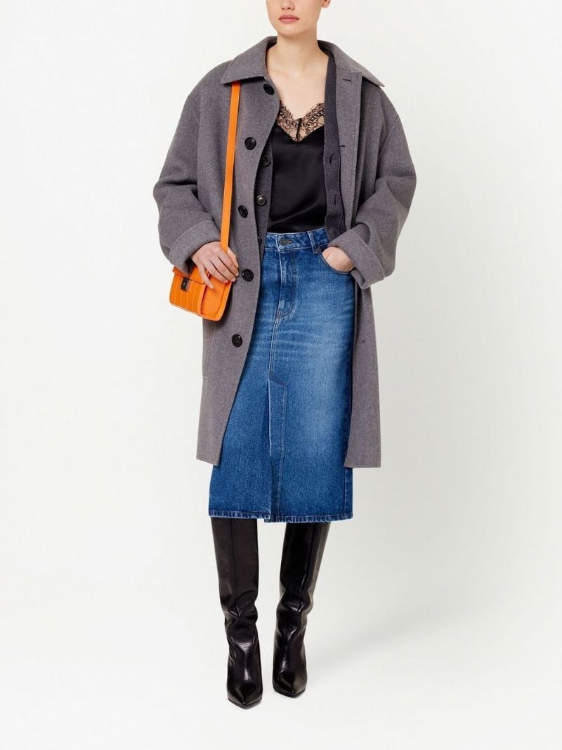 Blue Denim Midi Skirt