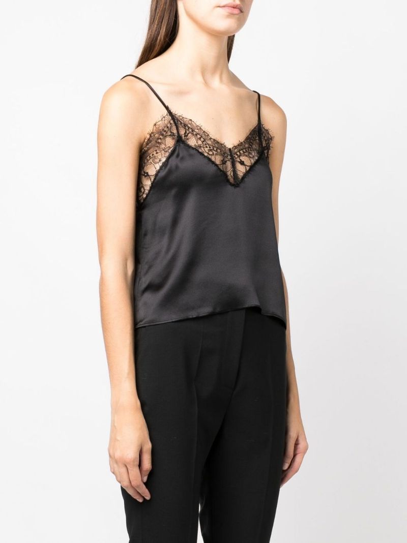 Black Lace Trim Camisole  Top