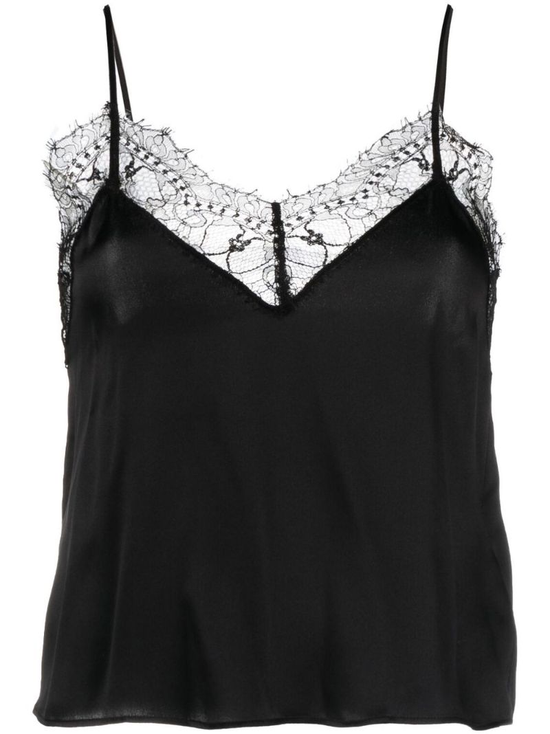 Black Lace Trim Camisole  Top