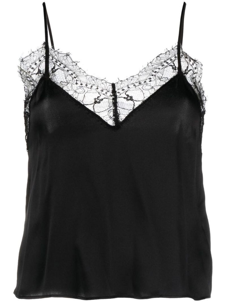 Black Lace Trim Camisole  Top