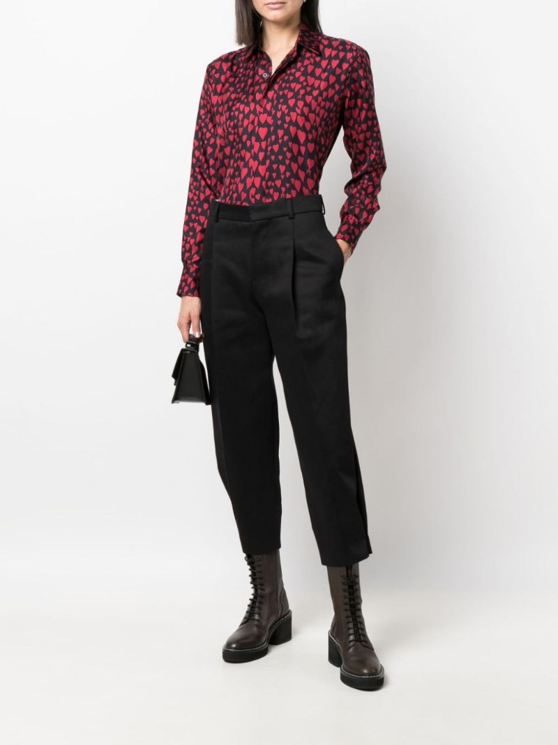 Black Heart Print Button Up Shirt