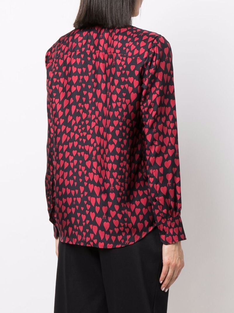 Black Heart Print Button Up Shirt