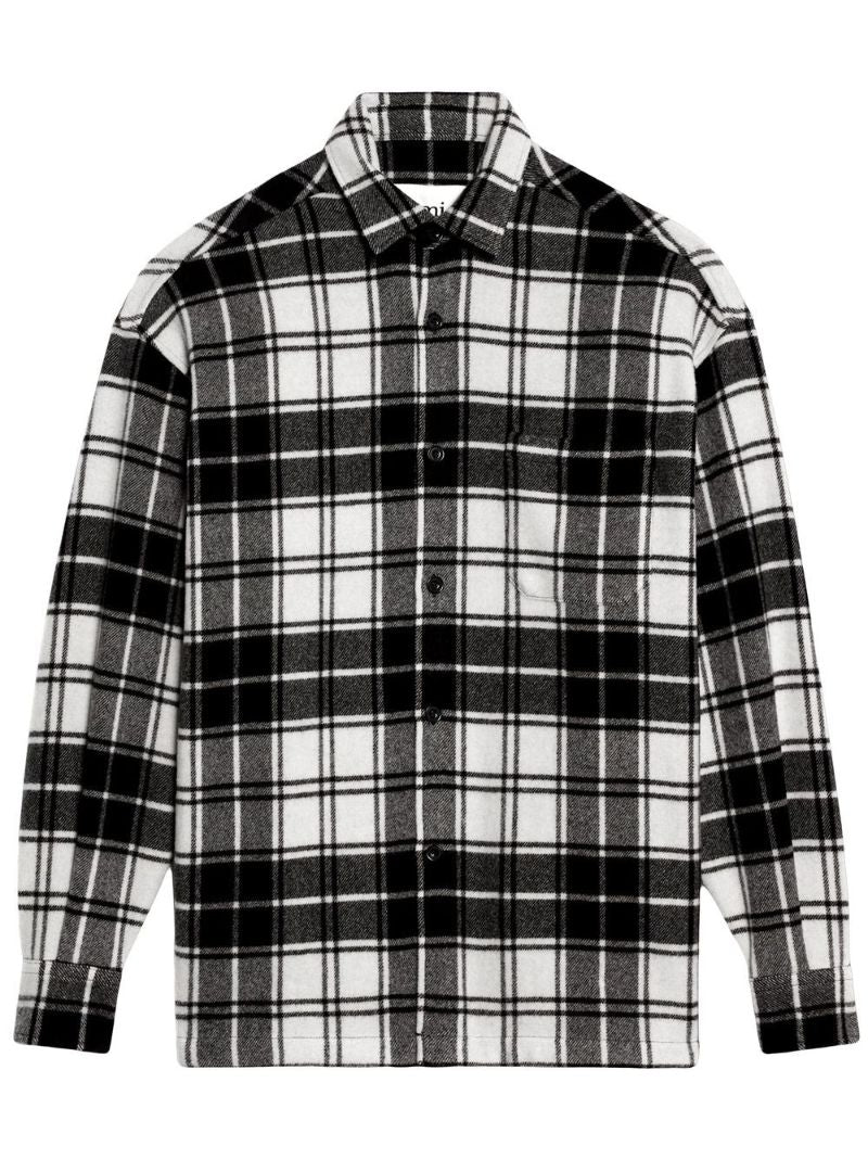 Black Logo Print Plaid Shirt