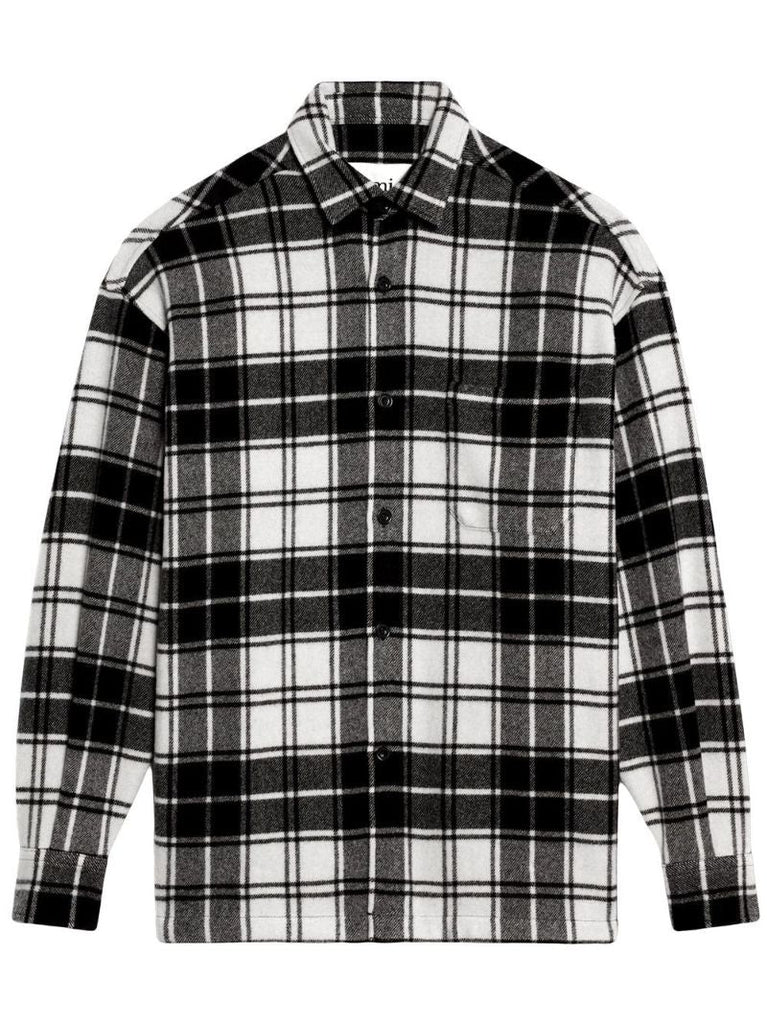 Black Logo Print Plaid Shirt