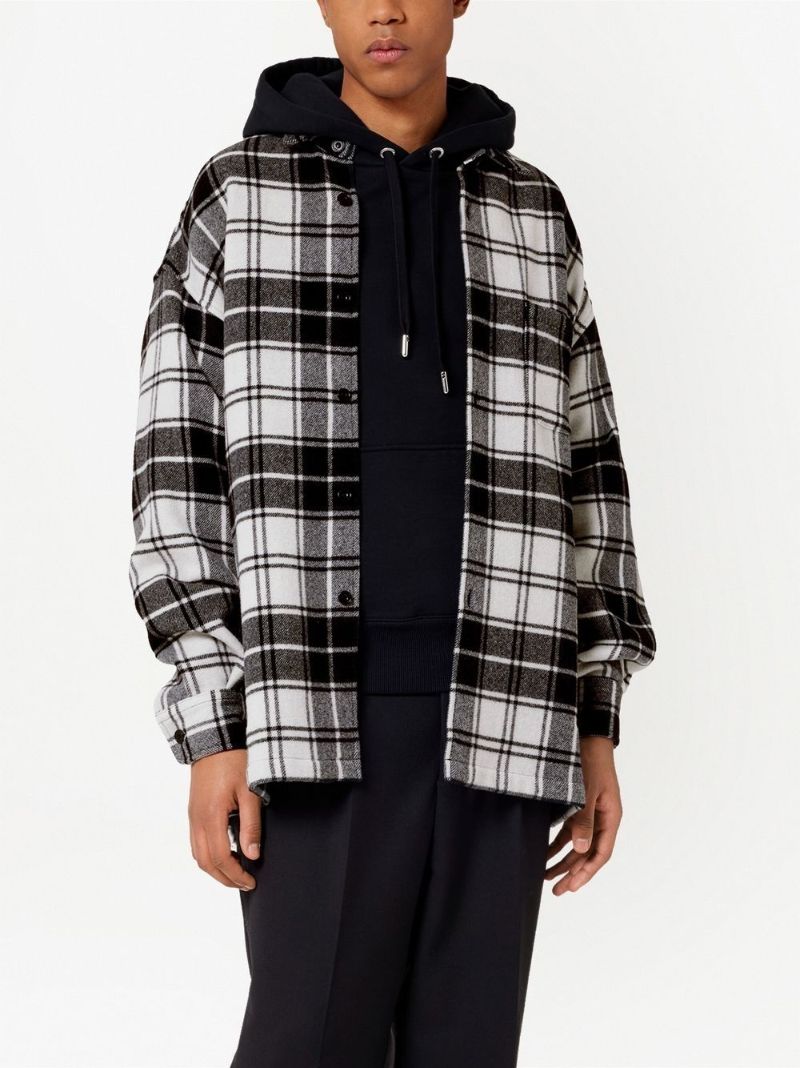Black Logo Print Plaid Shirt