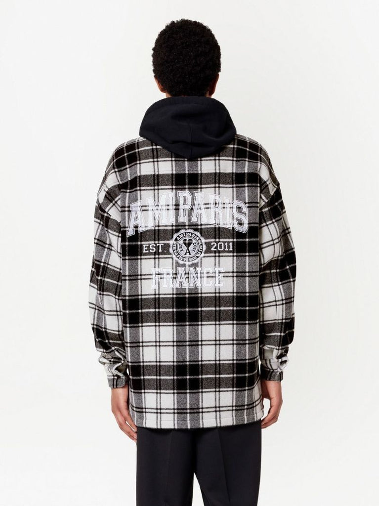 Black Logo Print Plaid Shirt