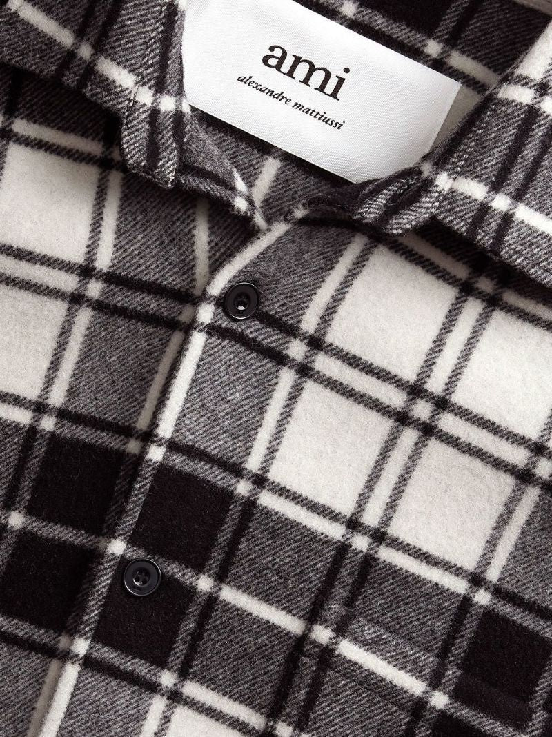 Black Logo Print Plaid Shirt