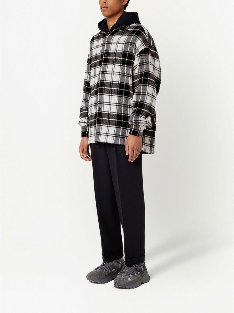 Black Logo Print Plaid Shirt