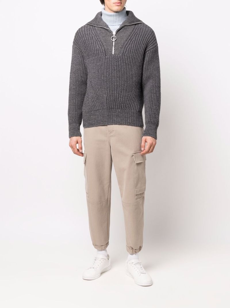 Grey Ribbed Wool Sweater
