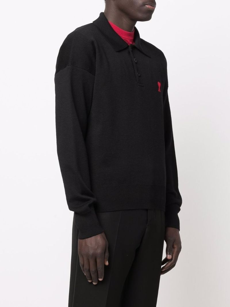 Black Ami De Coeur Wool Polo Shirt
