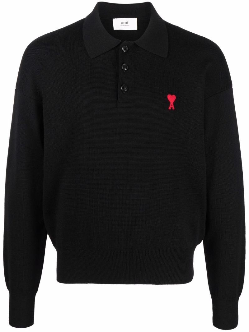 Black Ami De Coeur Wool Polo Shirt