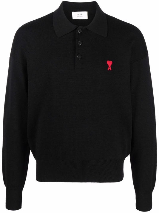 Black Ami De Coeur Wool Polo Shirt